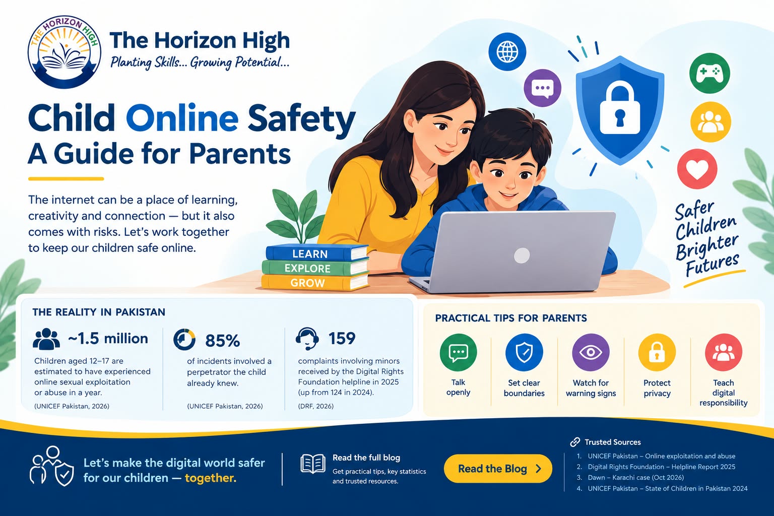 Parent helping a child stay safe online in Pakistan